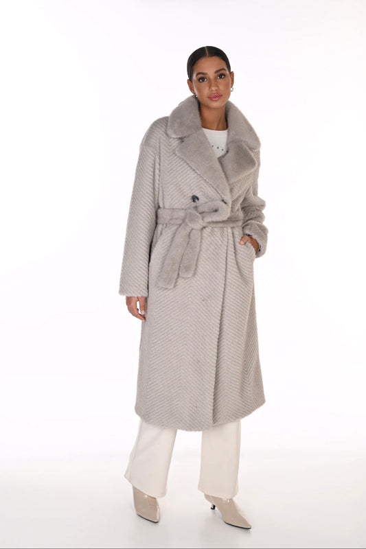 Frank Lyman Textured Fur Coat Mink