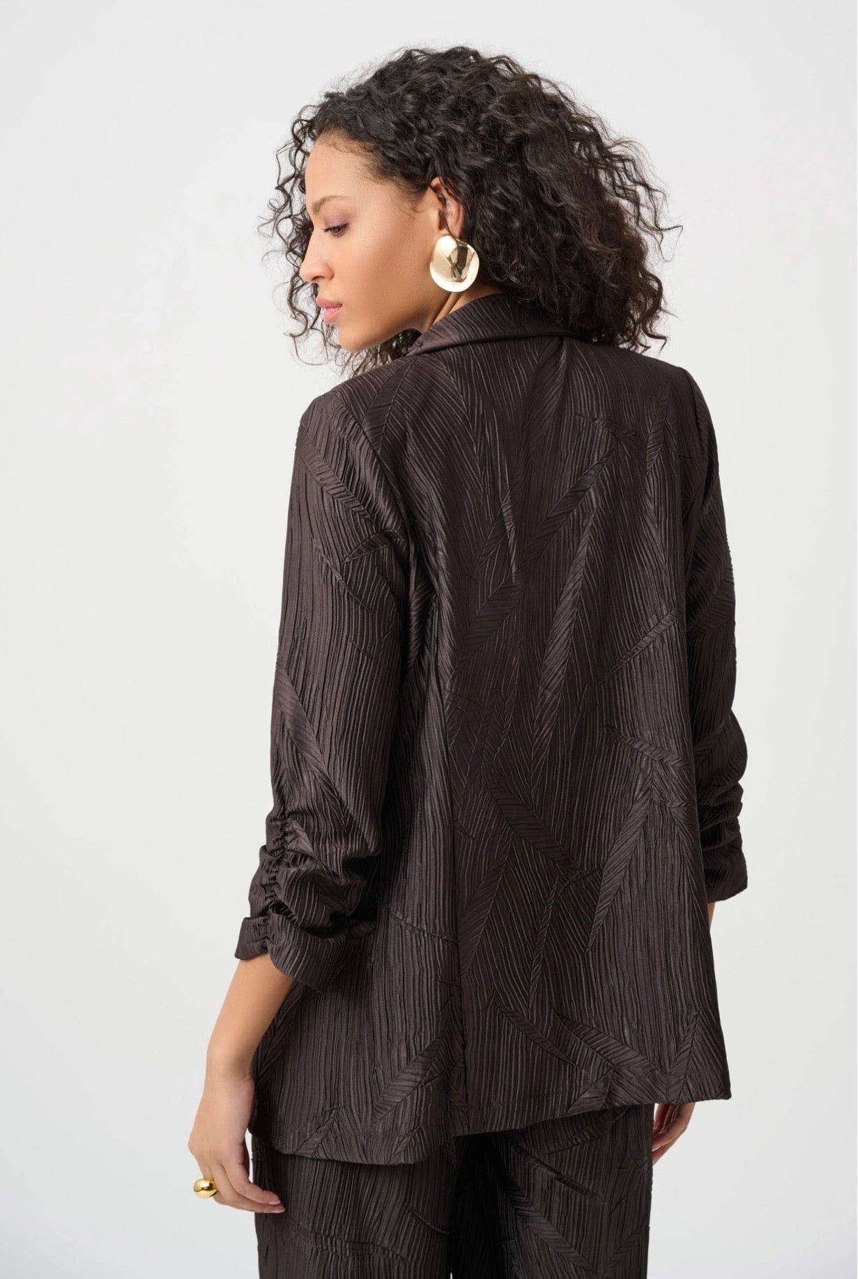 Joseph Ribkoff Pleated Satin Open Blazer Mocha 263050