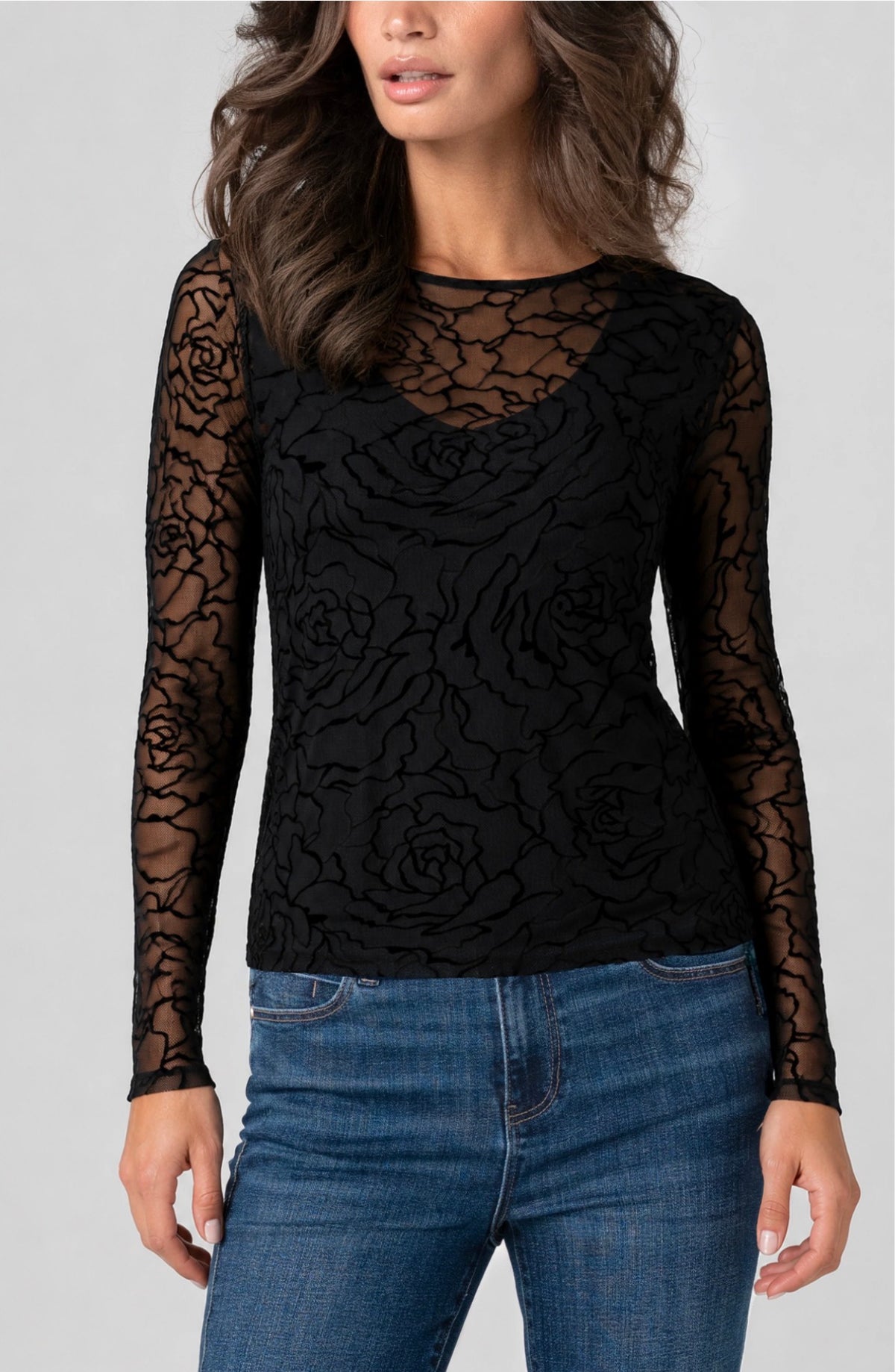 Liverpool Layered Rose Print Top