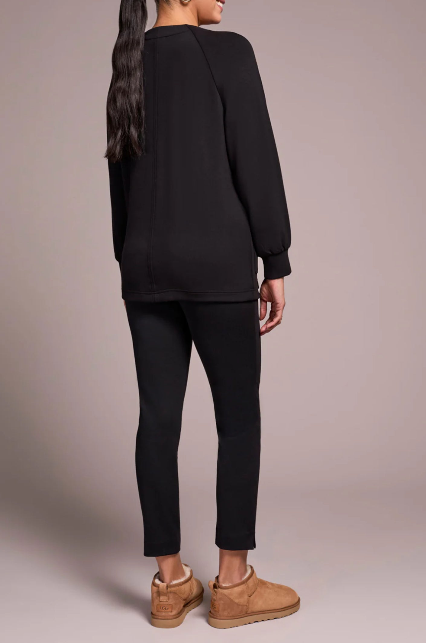 Tribal Round Neck Zip Up Top Black