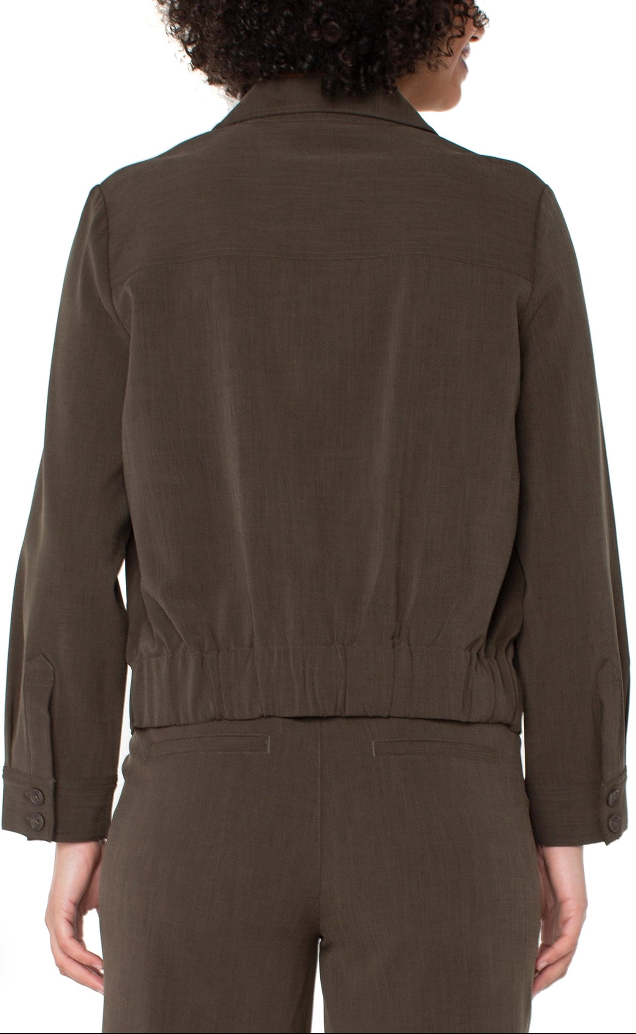 Liverpool Elastic Waist Popover Shirt Black Olive