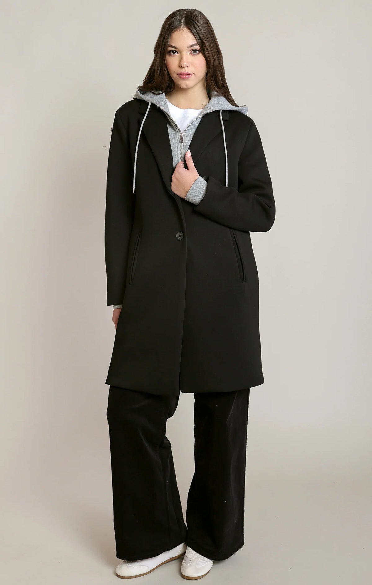 Cityside Convertible Hooded Coat | Black
