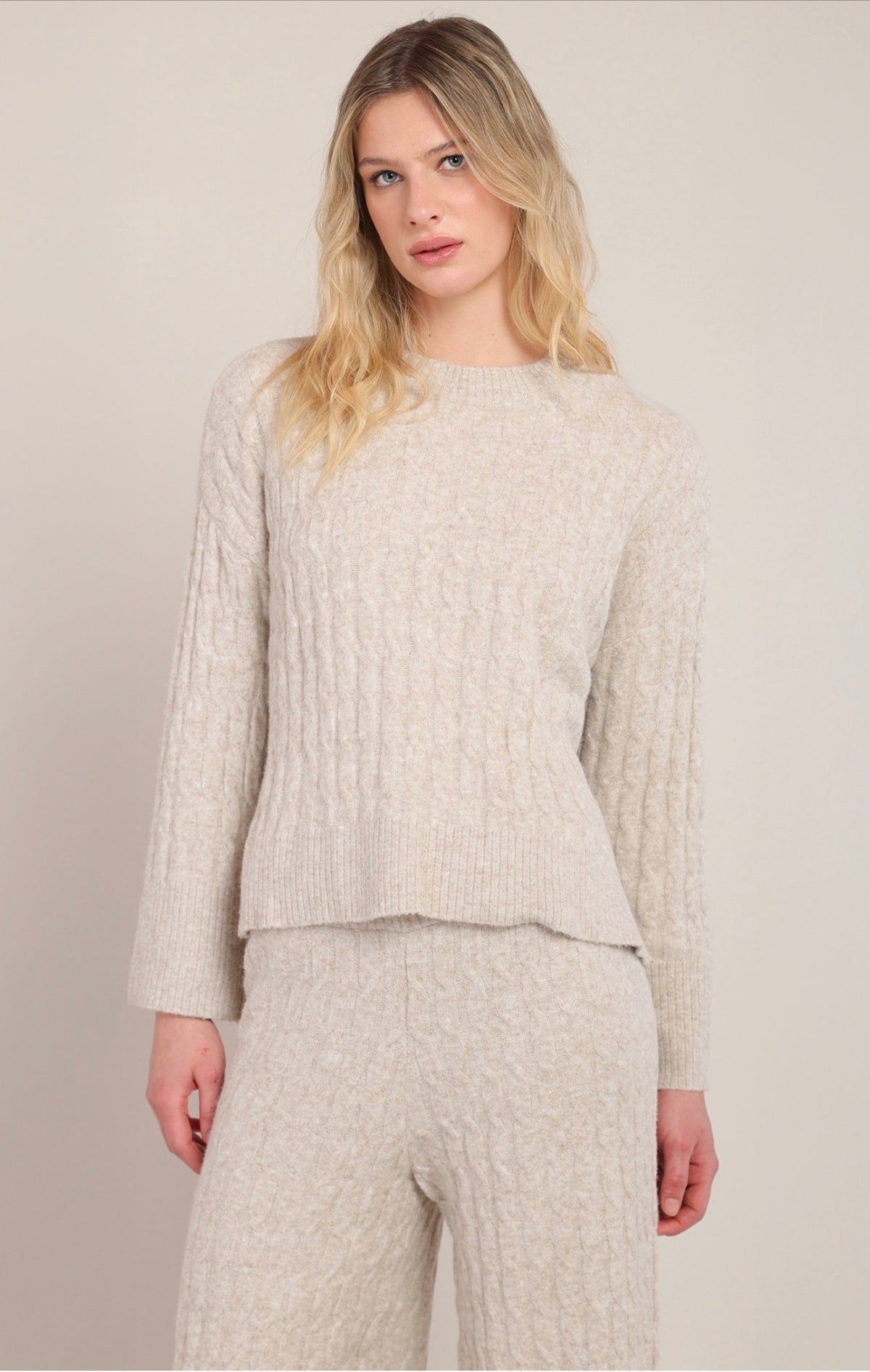 Room 34 Cable Knit Sweater Beige