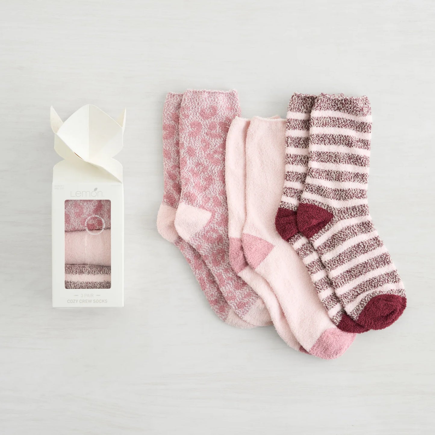 Lemon 3 Pack Cozy Crew Sock Gift Box