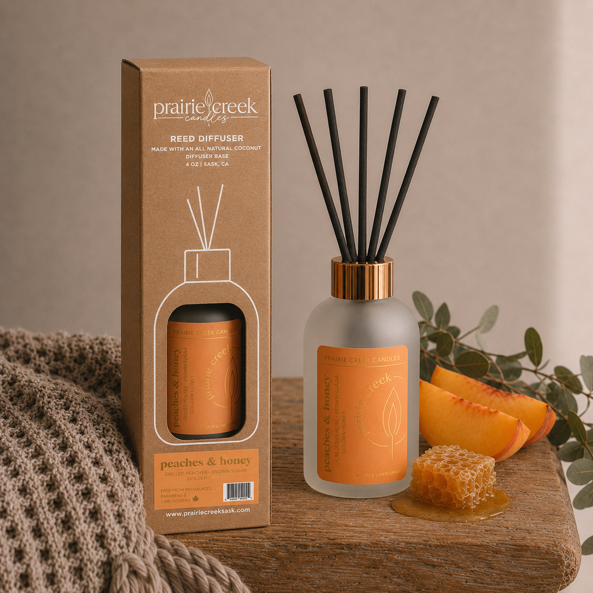 Prairie Creek Candles Peaches & Honey Reed Diffuser