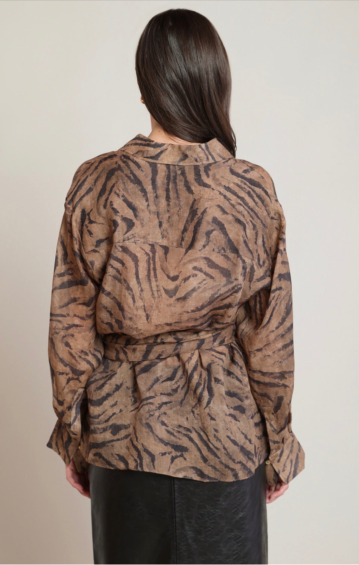 Black Tape Animal Print Wrap Shirt