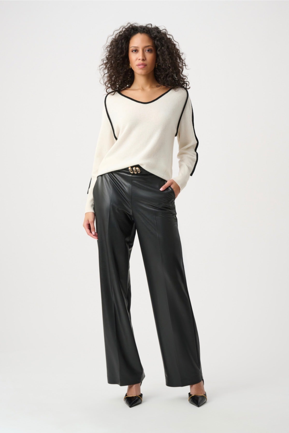 Joseph Ribkoff Leatherette Wide-Leg Pull-On Pants 263063