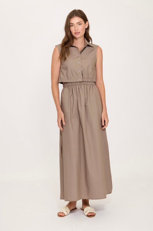 Pistache Poplin Cotton Vest Top Taupe