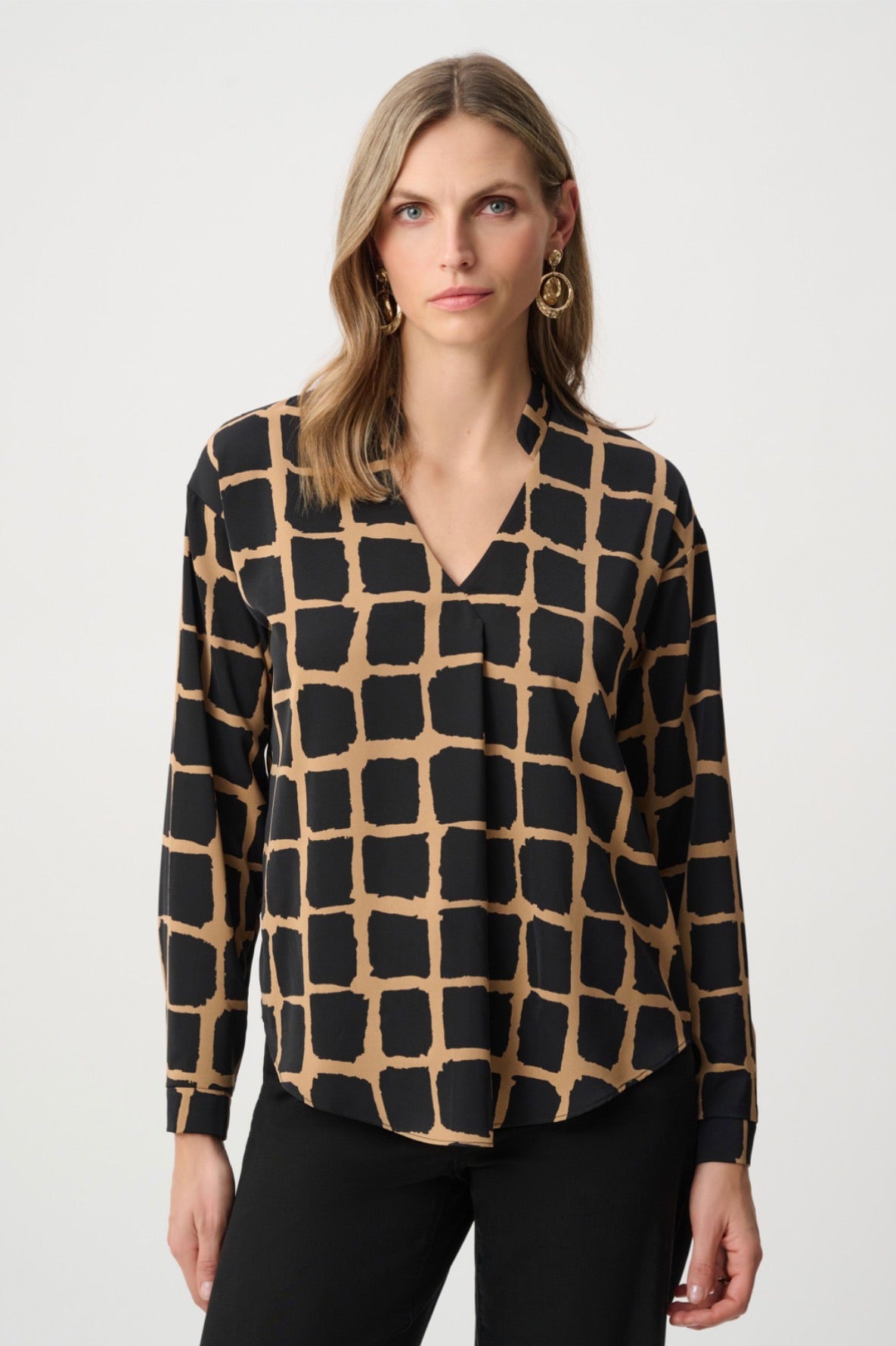 Joseph Ribkoff Recycled Woven Abstract Print Boxy Top 263169
