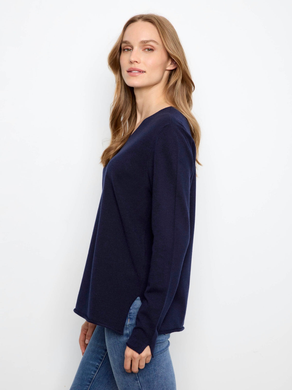 Charlie B Basic V-Neck Sweater Navy
