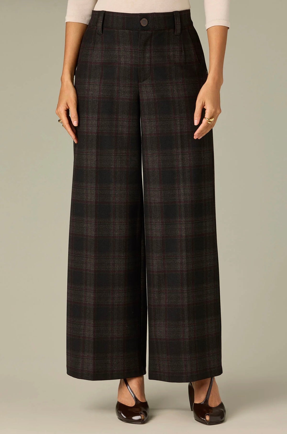 Wit & Wisdom Whitney Skyrise Wide Leg Plaid Pants