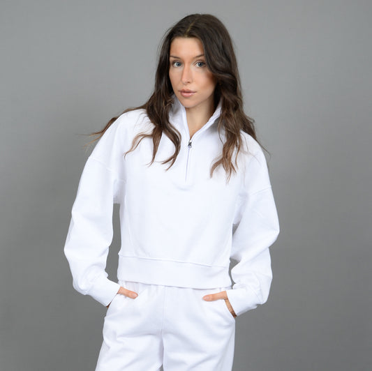 Mailyn Fleece Half Zip White