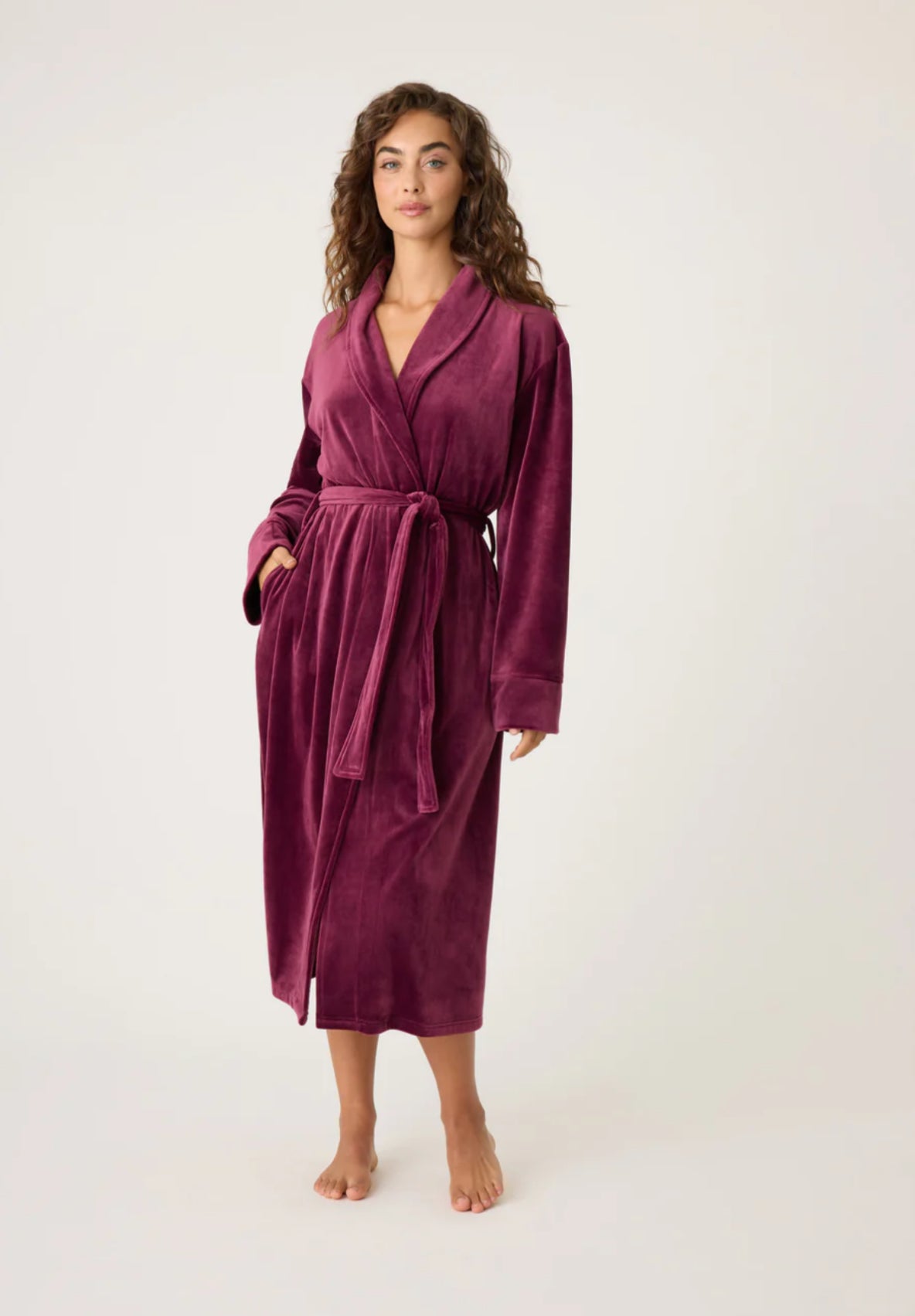 PJ Salvage Velvety Velour Robe Bordeaux