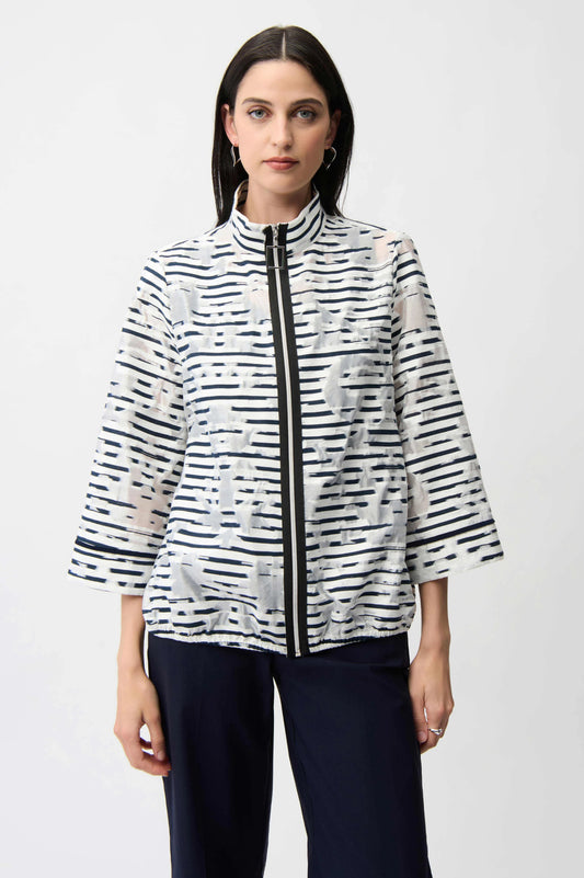 Joseph Ribkoff Jacquard Organza Stripe Bomber Jacket 261094