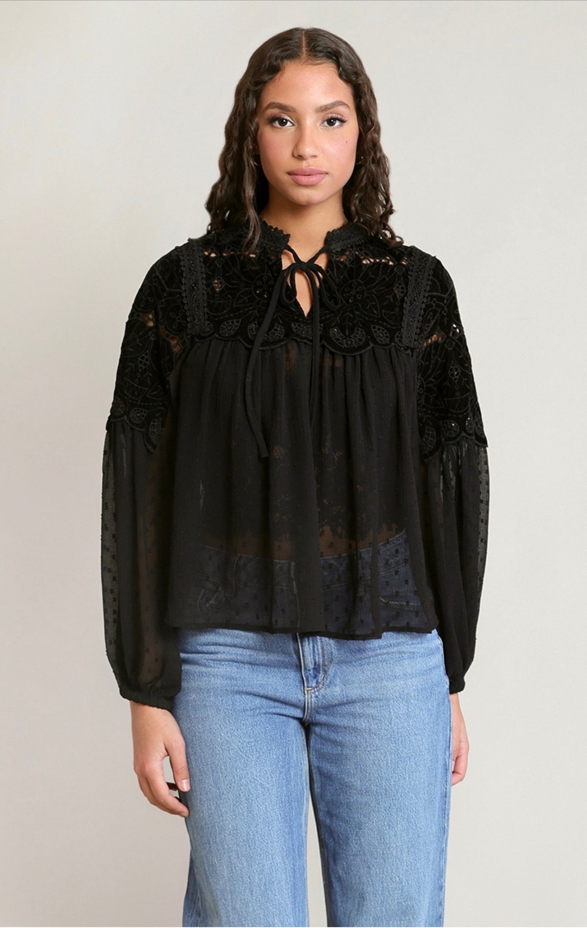 Dex Sheer Lace Blouse