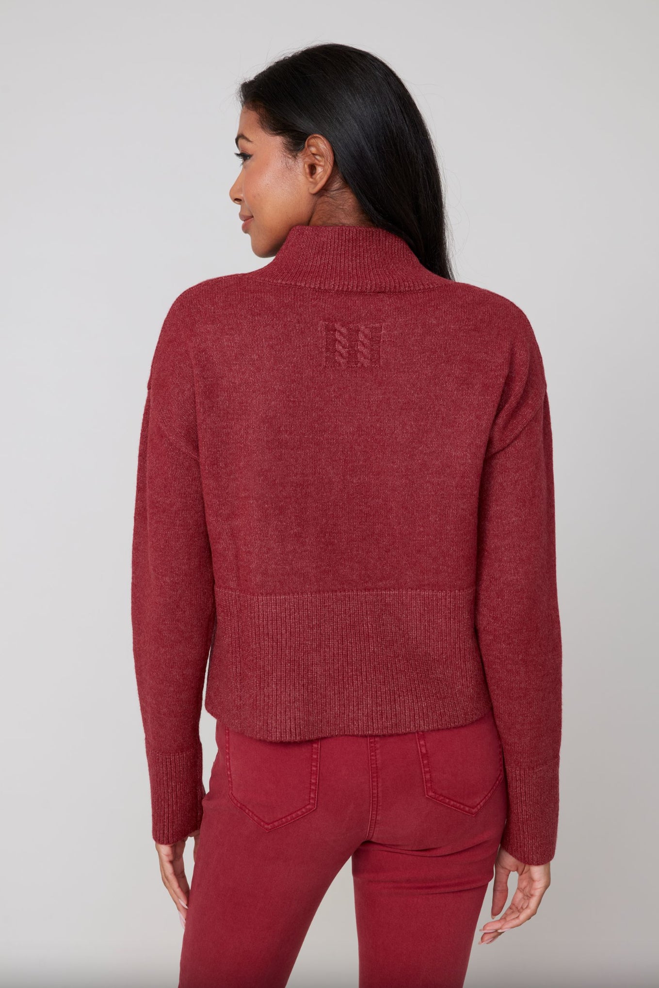 Renuar Cropped Slit Sweater Heather Porto