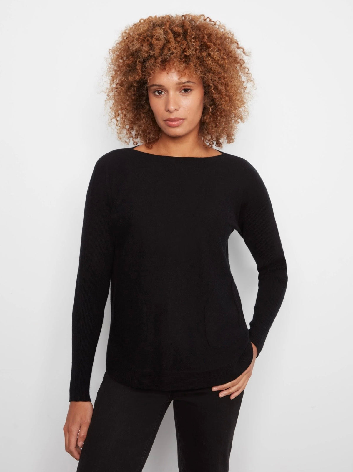 Charlie B Lace Up Back Sweater Black