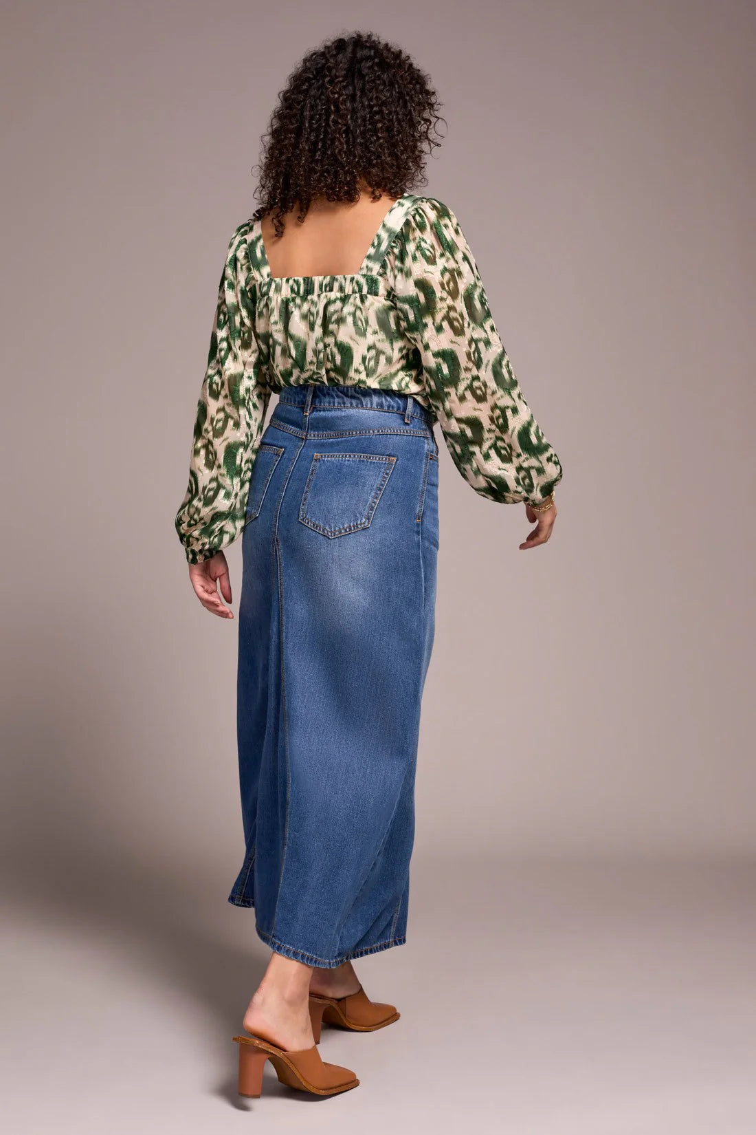 Tribal Flowy Denim Skirt Bluebliss