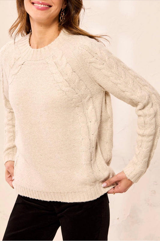 Tribal Cable Knit Crew Neck Sweater Moonstone