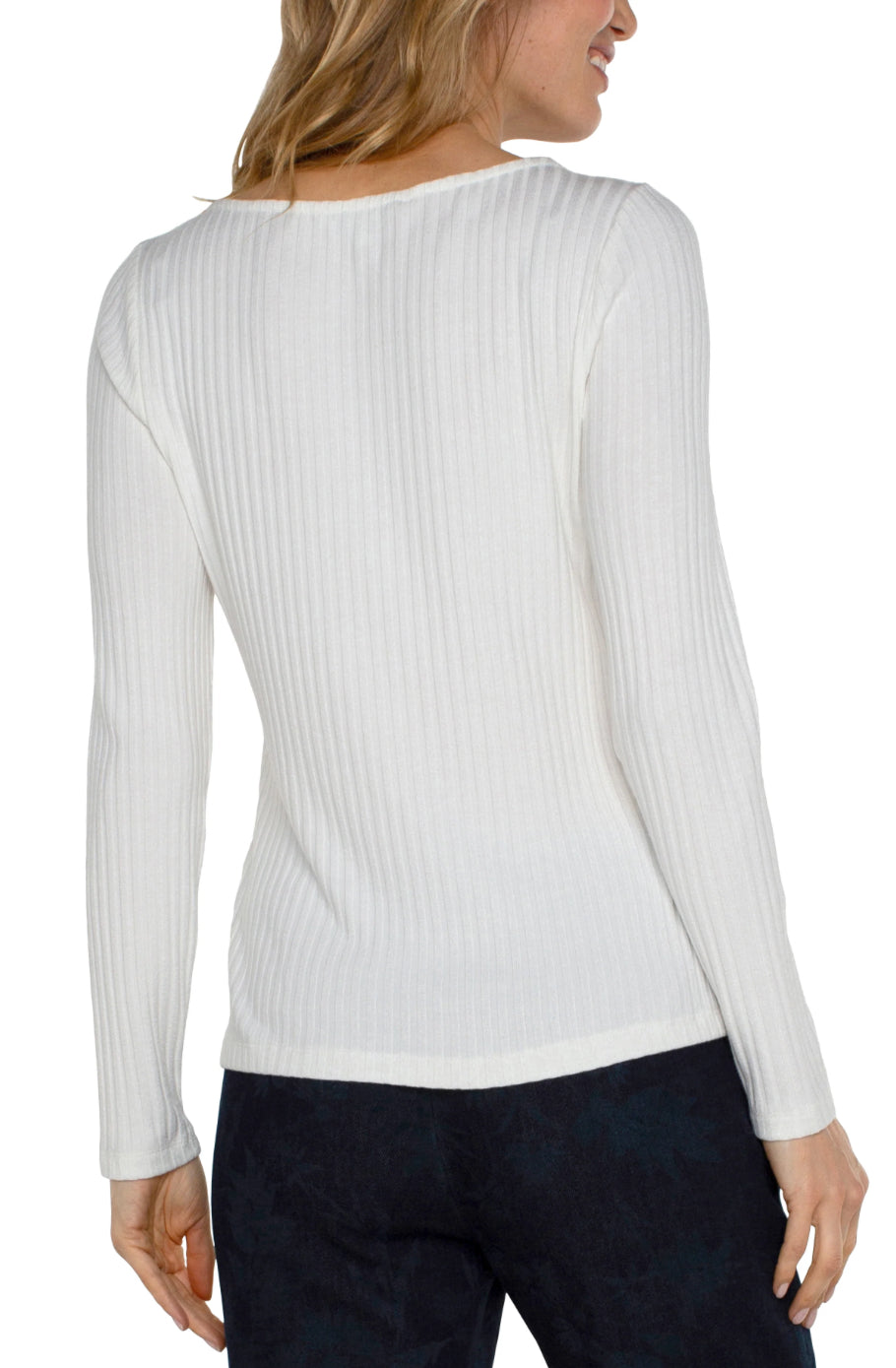 Liverpool Long Sleeve Boat Neck Knit Top Snow