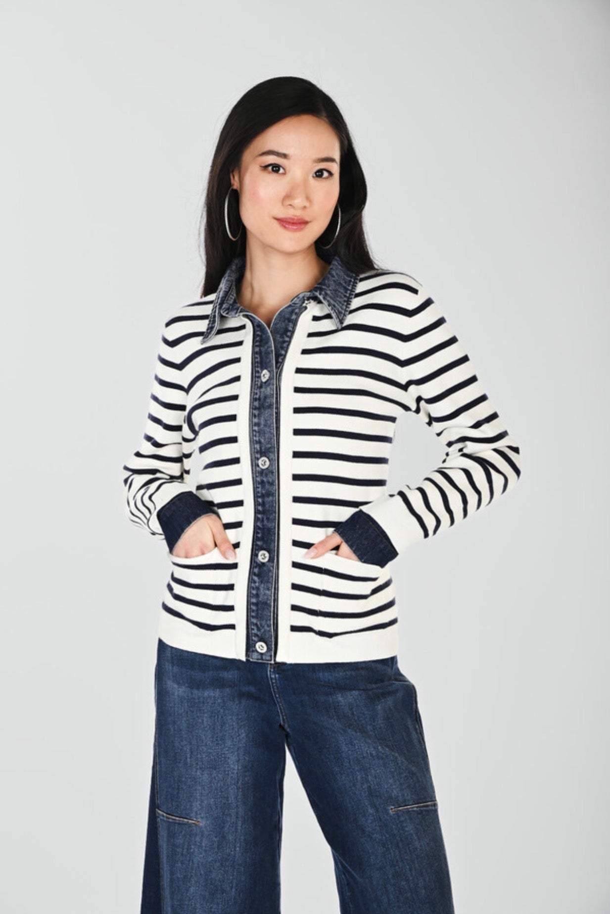 Frank Lyman Striped Casual Cardigan Style 264855