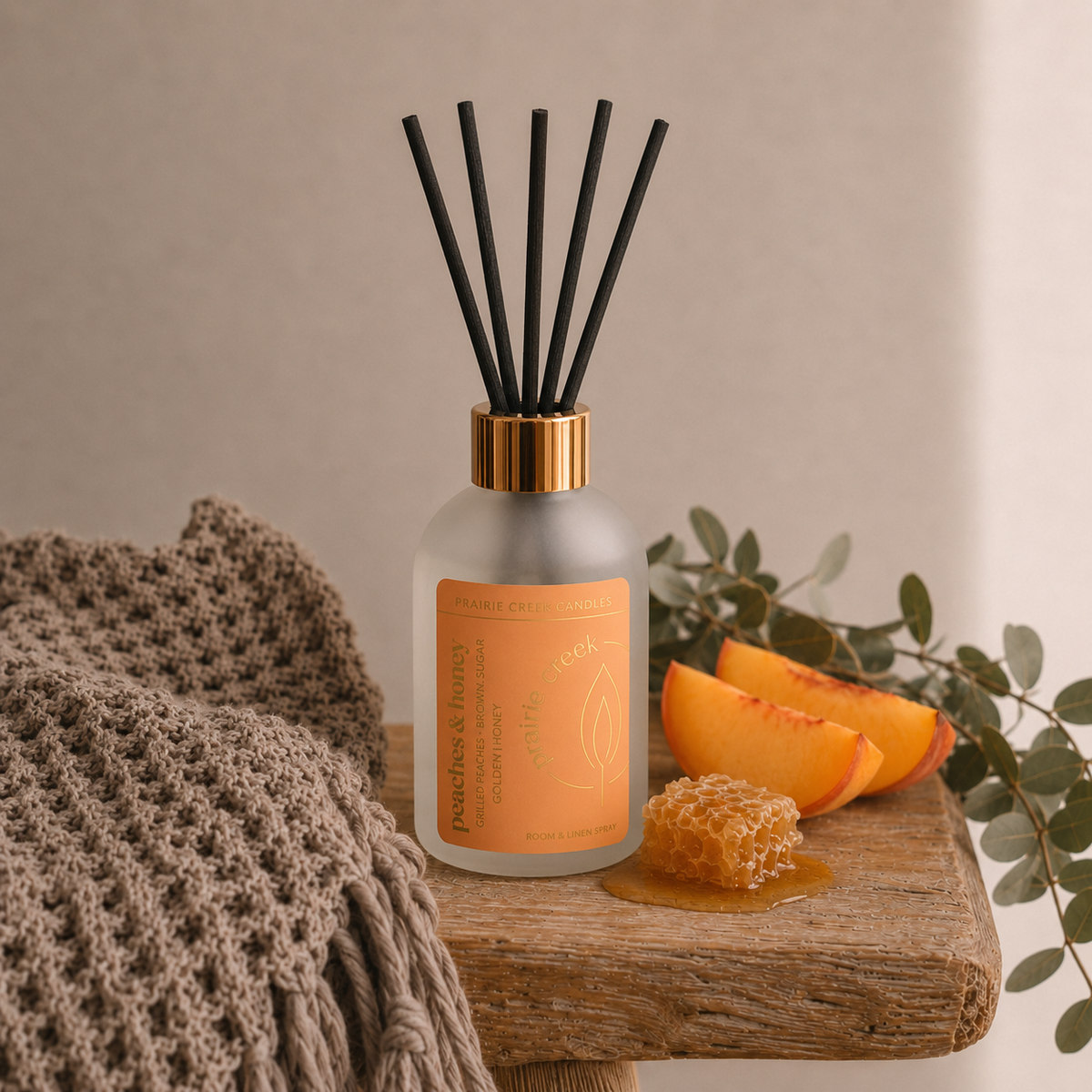 Prairie Creek Candles Peaches & Honey Reed Diffuser