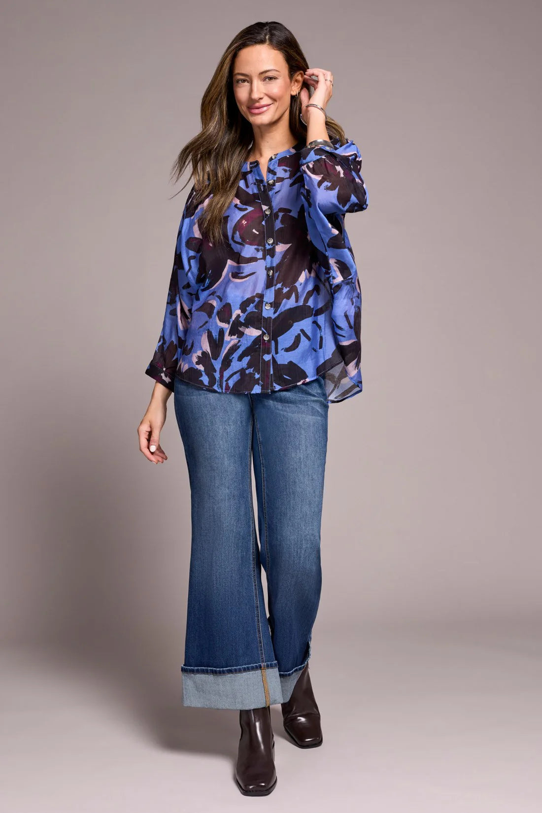 FLOWY DOLMAN SLEEVE BLOUSE