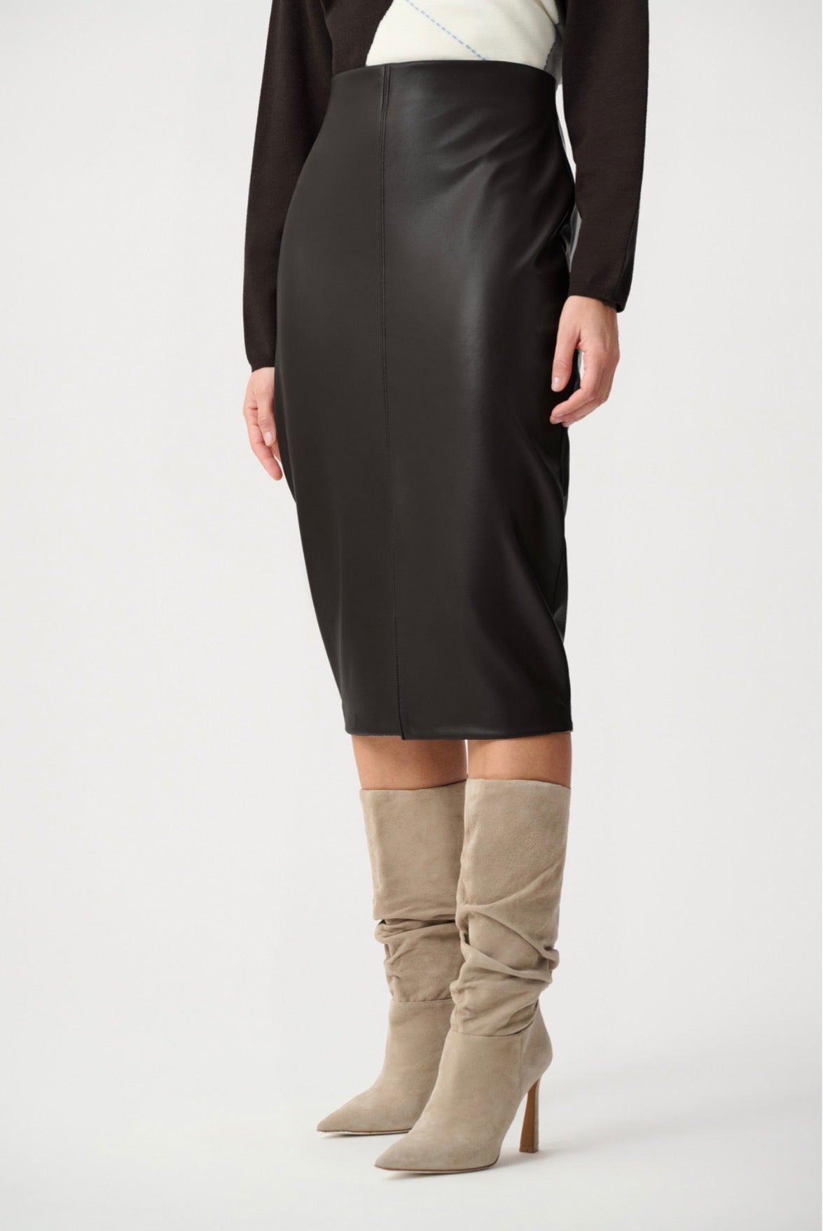 Joseph Ribkoff Bonded Leatherette Pencil Skirt Black 263213