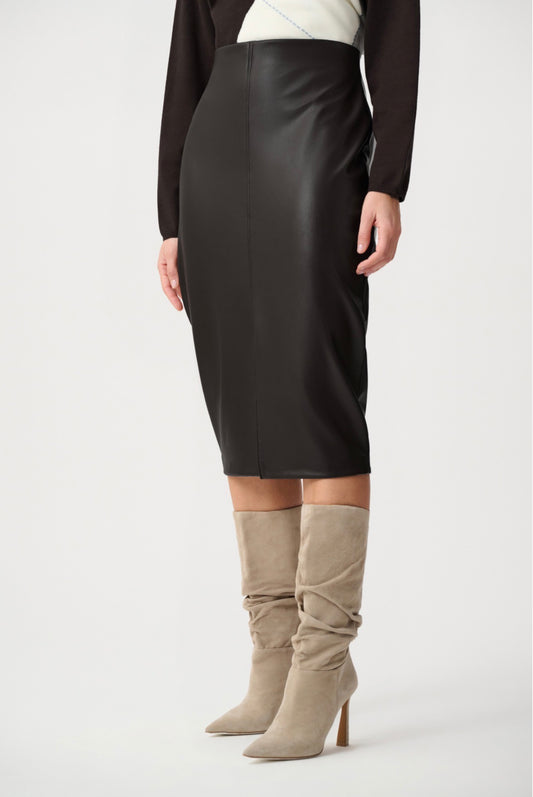 Joseph Ribkoff Bonded Leatherette Pencil Skirt Black 263213