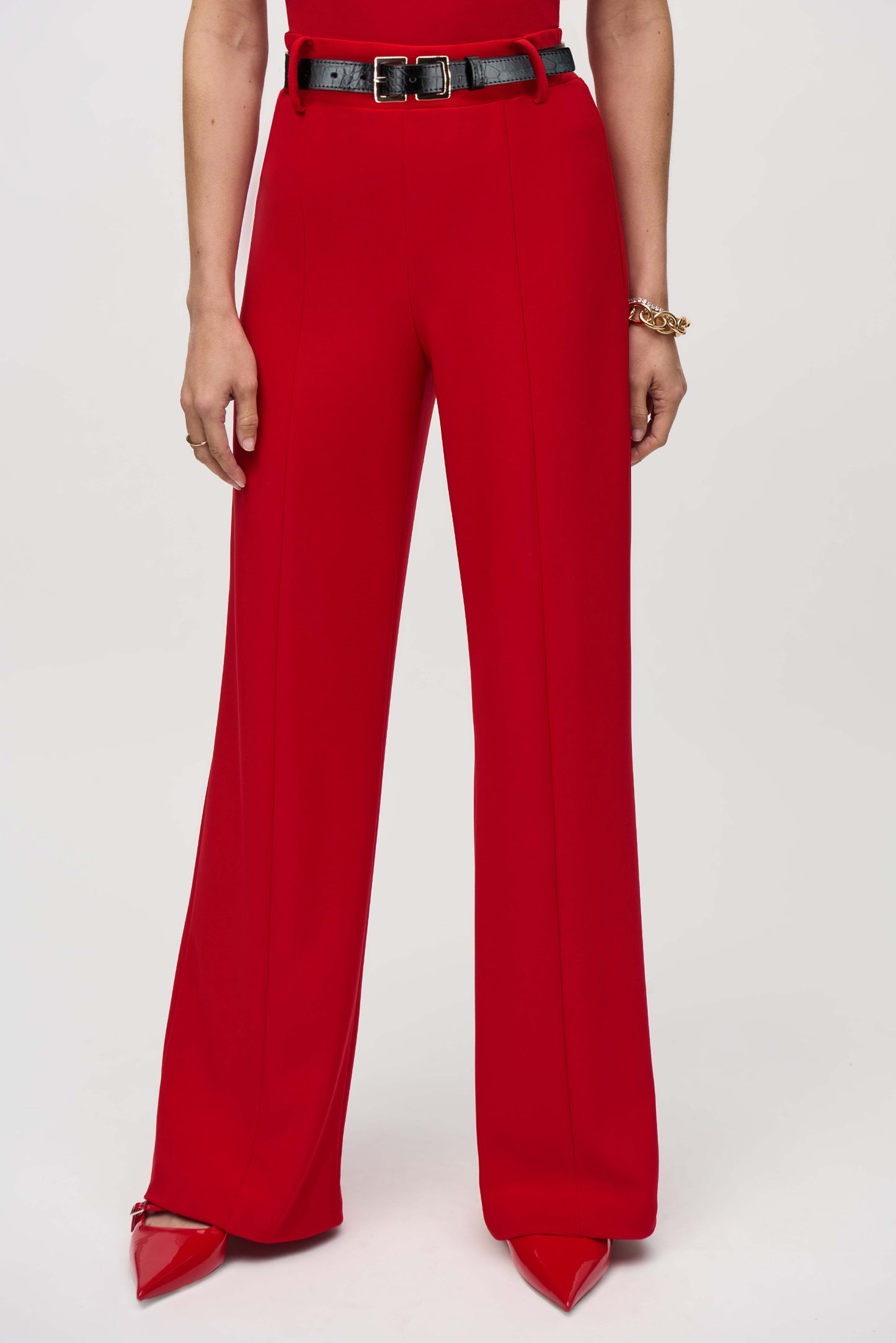 Silky Knit Belted Wide-Leg Pants
244093