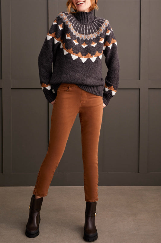 Tribal Mock Neck Intarsia Sweater