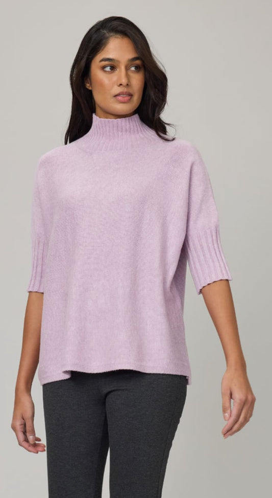 Pistache Rib Funnel Neck Knit Sweater Winter Lilac