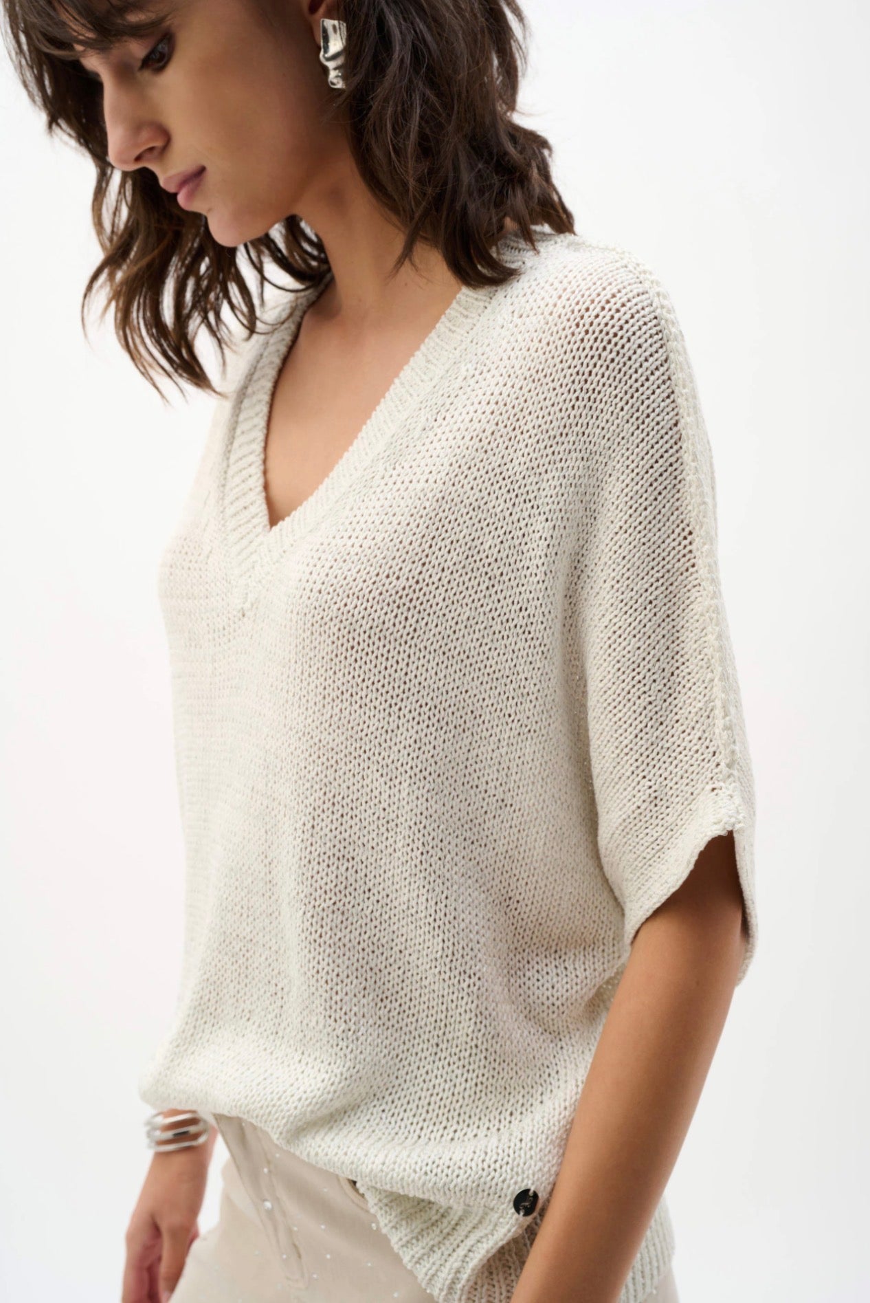 Joseph Ribkoff Viscose and Lurex Sweater Knit Relaxed Top 262925
