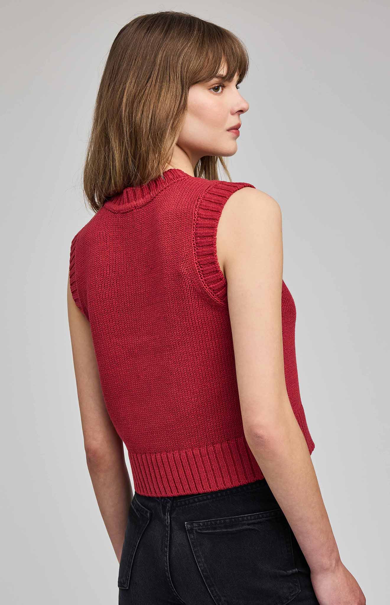 Gentle Fawn Pippa V-Neck Knit Vest Garnet