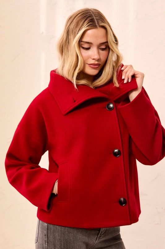 Tribal Funnel Neck Jacket Pinot