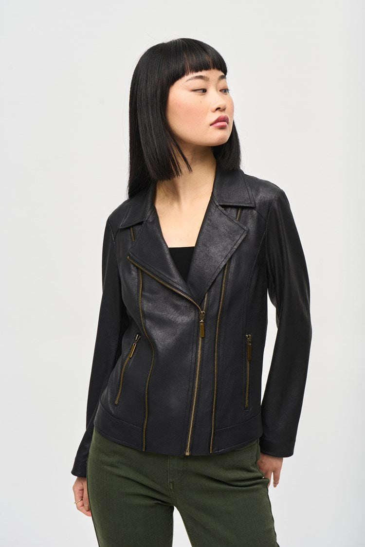 Joseph Ribkoff Foiled Knit Moto Jacket 243905