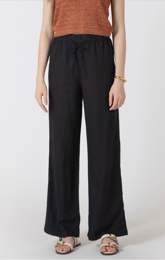 Dex Elastic Wist Linen Pants Black