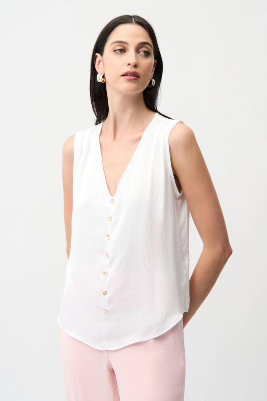 Joseph Ribkoff Recycled Satin Boxy Top With Gold Buttons 261249