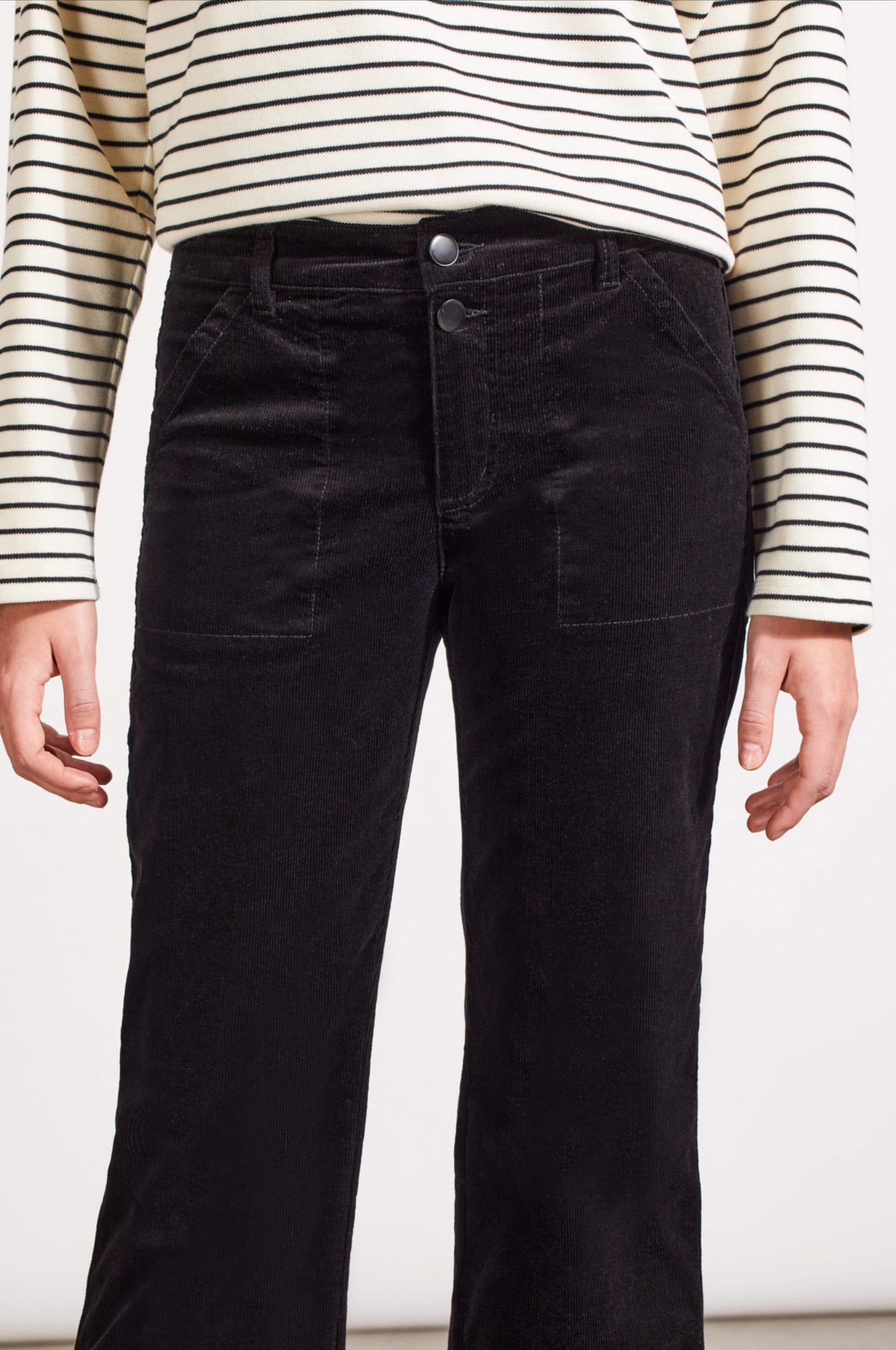 Tribal Straight Leg Corduroy Pants Black