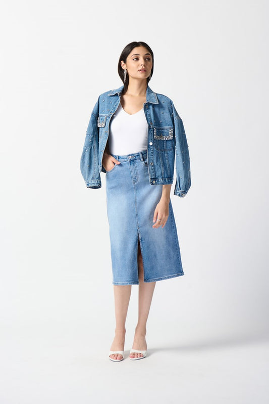 Joseph Ribkoff Denim A-Line Skirt 242919