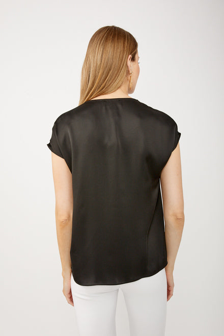 Joseph Ribkoff Satin Short Sleeve Top Black 242123