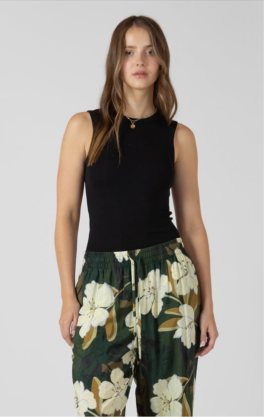 Dex Crew Neck Ribbed Tank Black