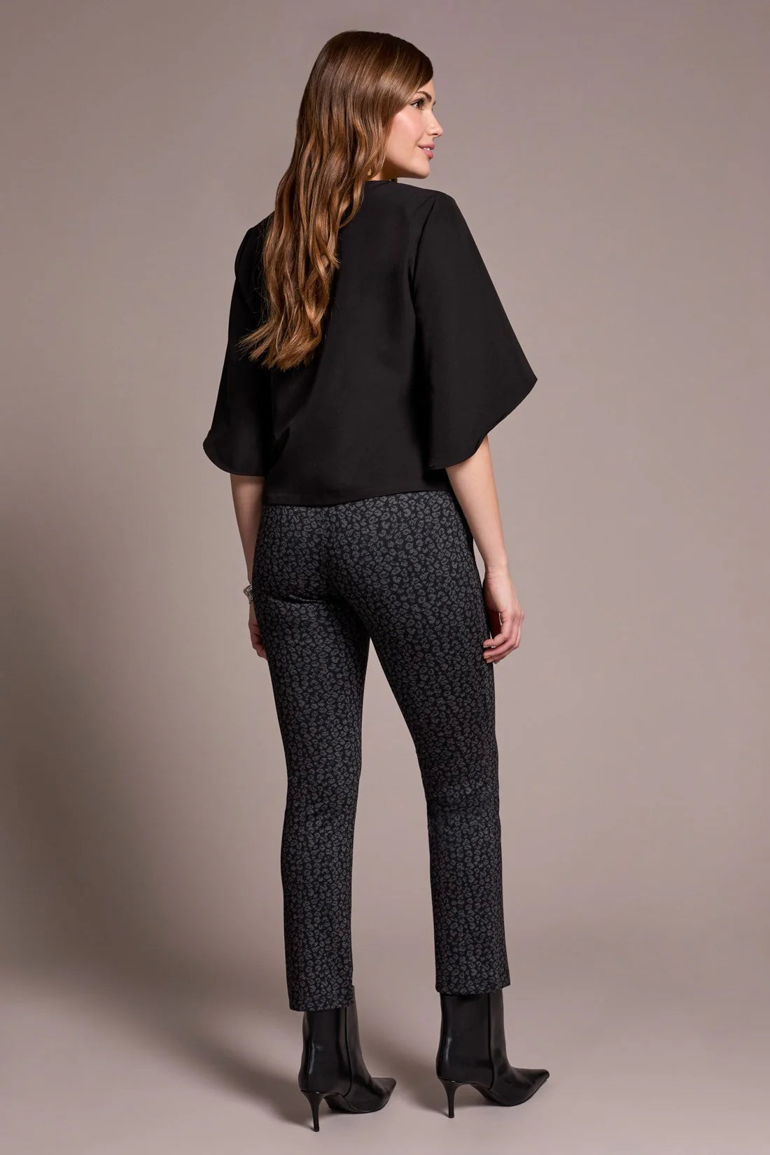 Tribal Crepe Flutter Sleeve Blouse Black