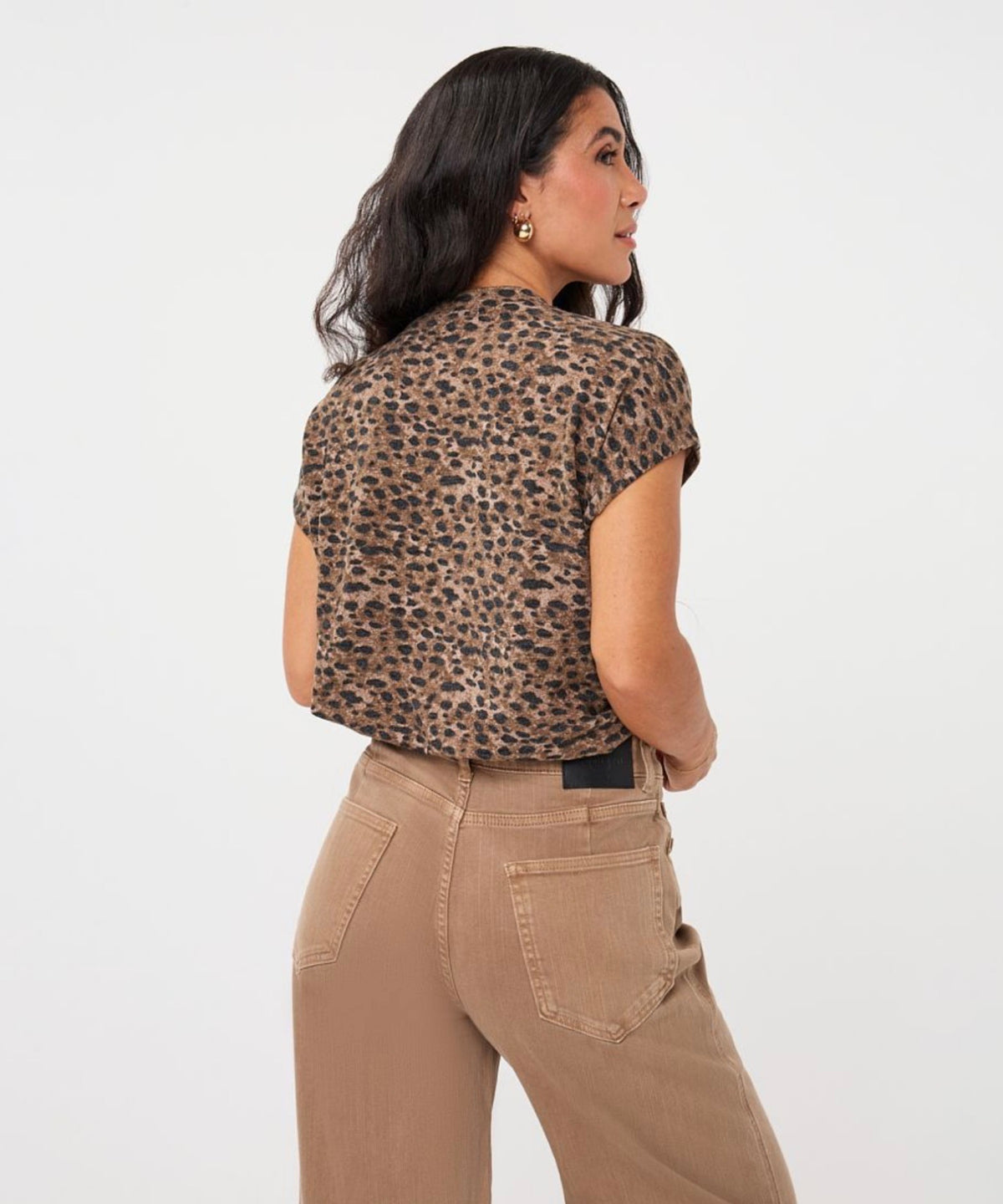 Esqualo Twist Shoulder Leopard Top