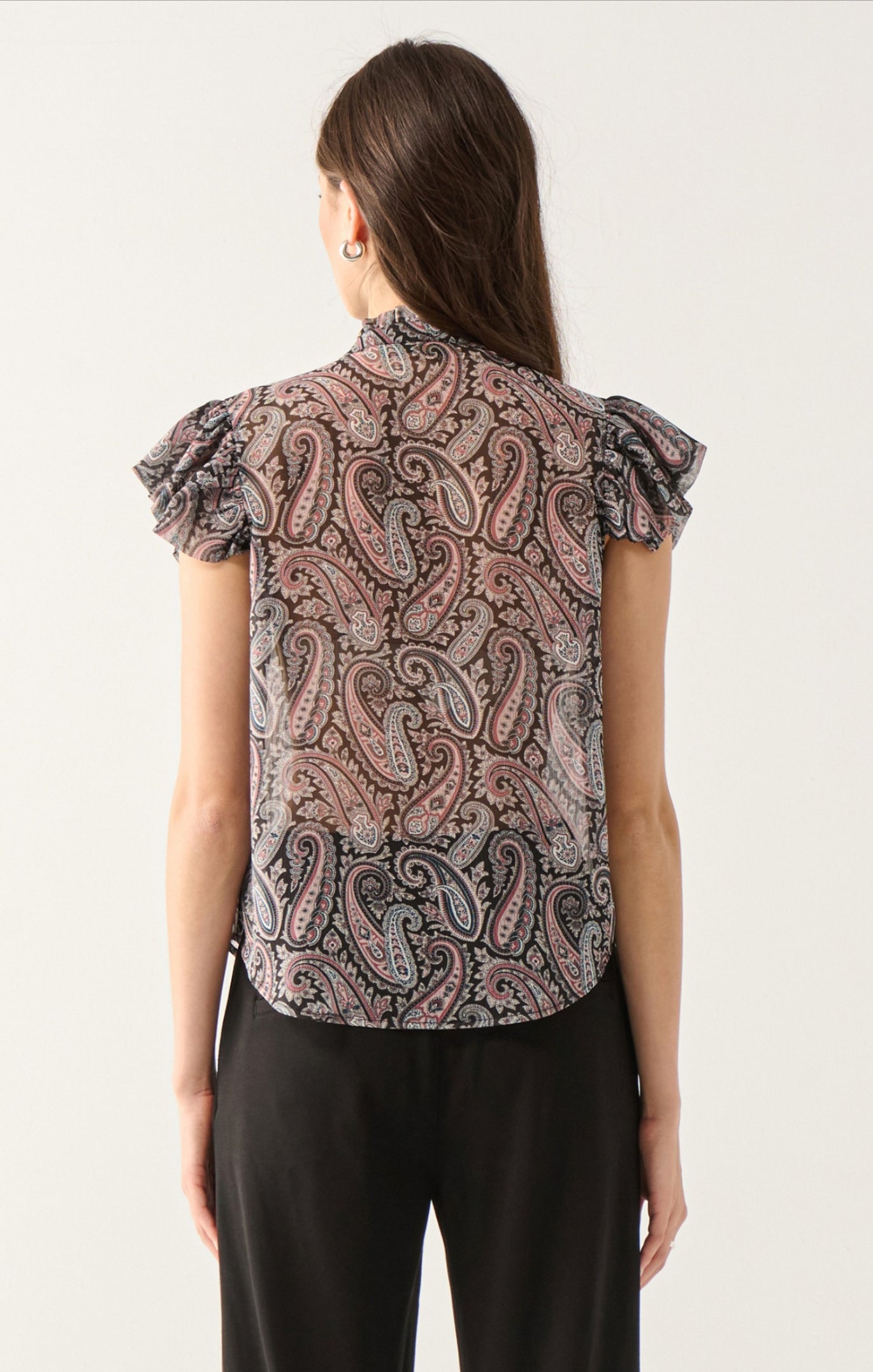 Dex V-Neck Blouse Dark Paisley