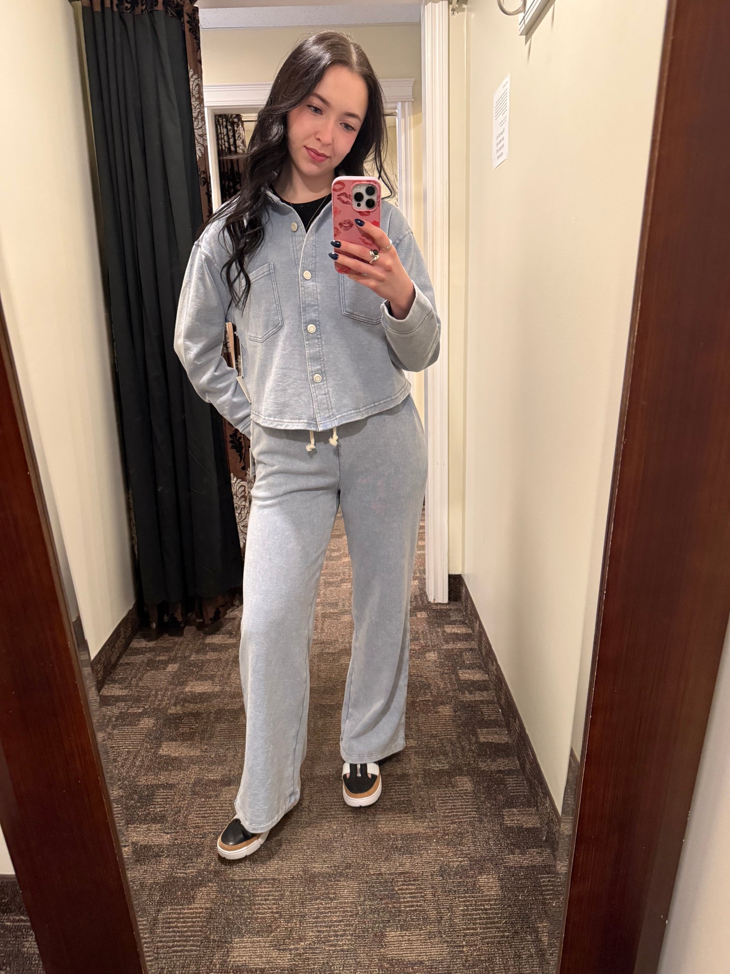 Dex Cropped Knit Overshirt Washed Light Blue