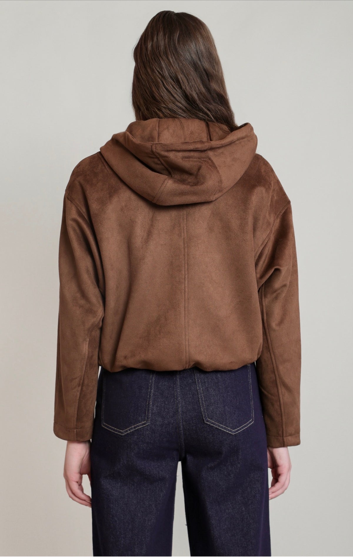 Dex Faux Suede Hooded Bomber Jacket