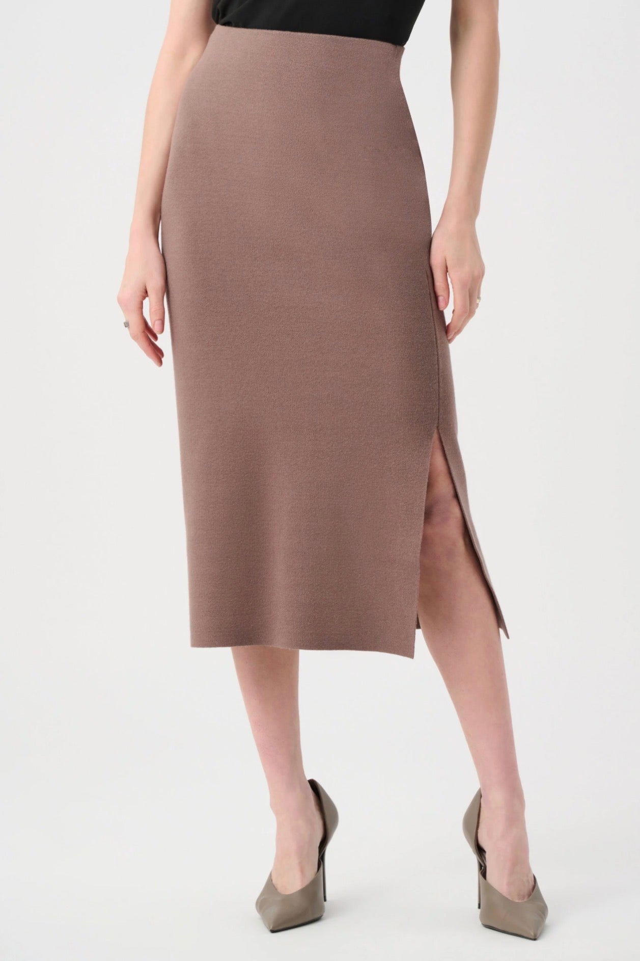 Joseph Ribkoff Sweater Knit Midi Skirt Mink 243967F26