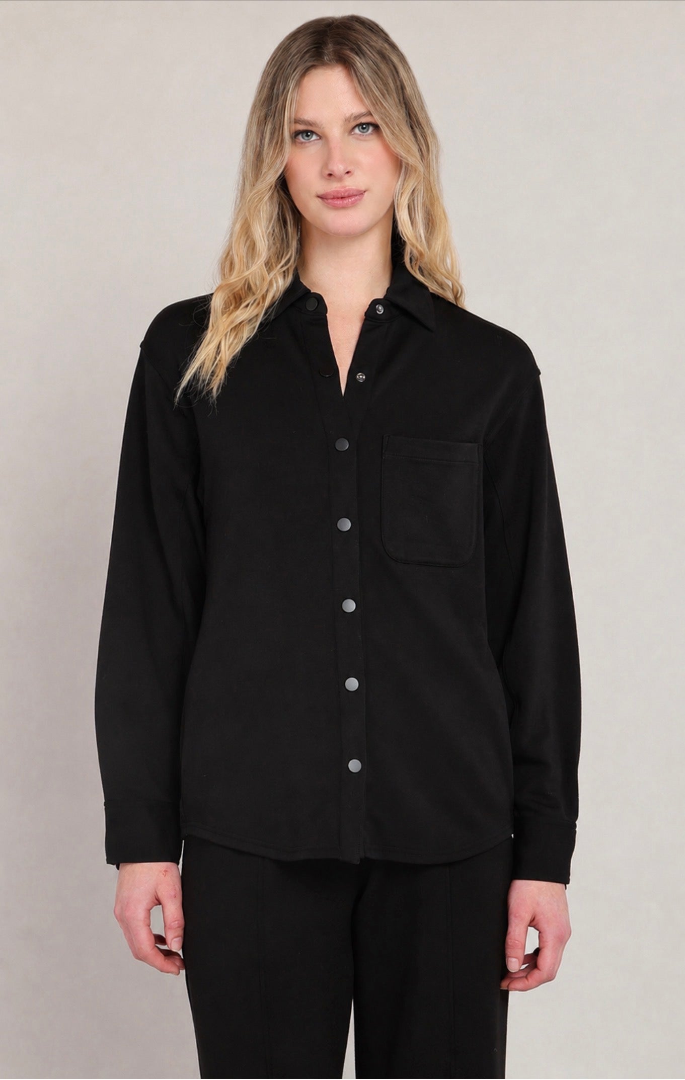 Dex Button Up Scuba Shirt Black