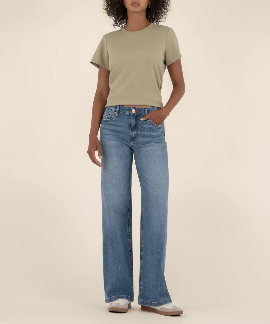 Kut Jean High Rise Wide Leg Jeans Ablaze